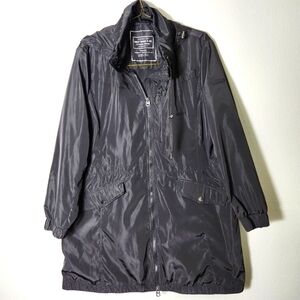 Lucky Brand Mens Black Stowaway Hood Lightweight Windbreaker Jacket XXL